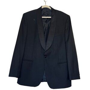 Lubiam 1911 Mens Black Satin Shawl Lapel Wool Tuxedo Jacket Sz 52L